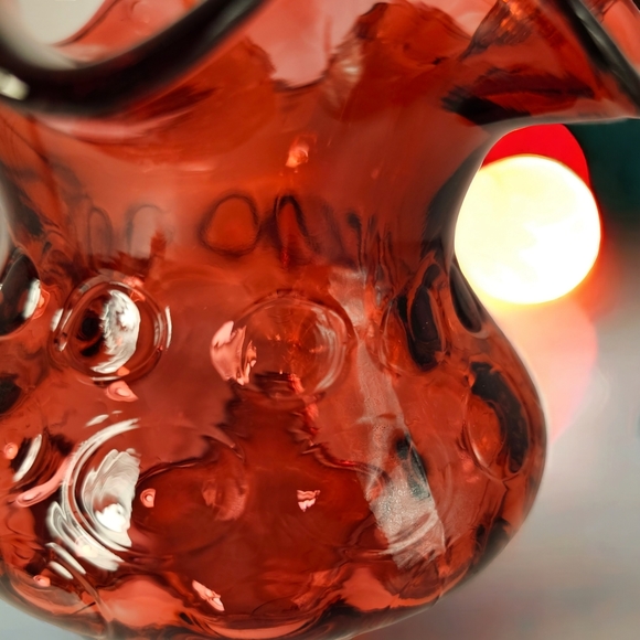 Vintage Fenton Cranberry Coin Dot Basket - Picture 4 of 7